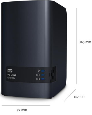 NAS de rede 2 baias WD My Cloud EX2 Ultra, Ethernet USB