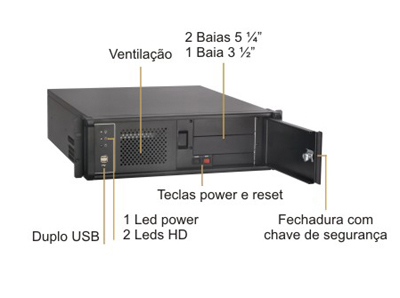 Gabinete rack Nilko NK301 3U Single front, 19 pol. 50cm