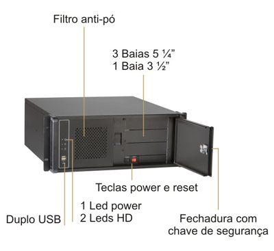 Gabinete rack Nilko NK311 4U Single front, 19 pol. 50cm