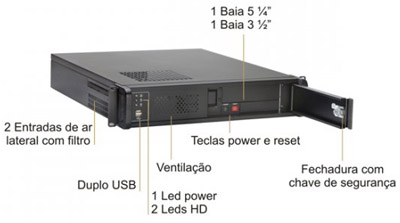 Gabinete Rack 19 pol. Nilko NK120 single, 2U, 550 mm 