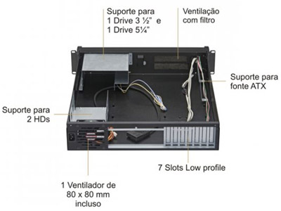 Gabinete Rack 19 pol. Nilko NK120 single, 2U, 550 mm 