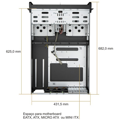 Gabinete rack Nilko 4U NK211 EATX-DR, 19 pol. 4U 632 mm