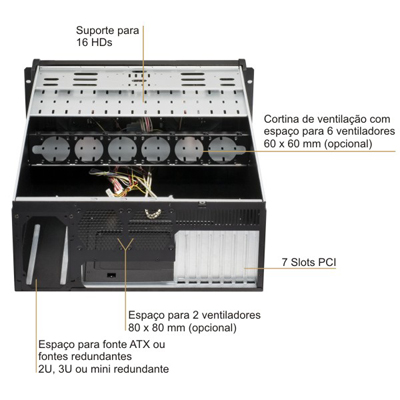 Gabinete rack Nilko 4U NK211 EATX-HD, 19 pol. 4U 632 mm