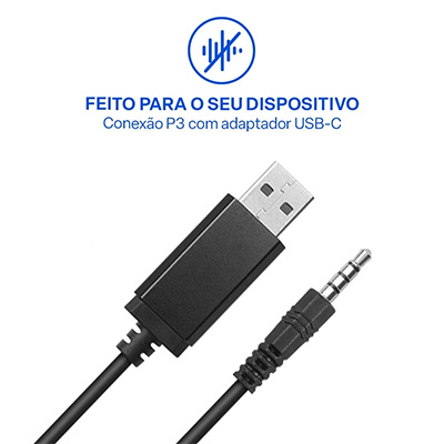 Headset e com mic. com fio Multi HF250 45mW P3+USB