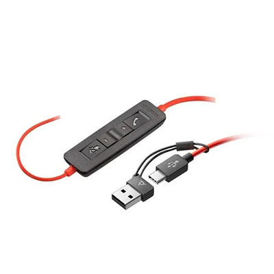 Headset Poly BlackWire 3220, Skype Cisco Avaya Box USB-C adap USB-A