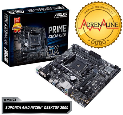 Placa me Asus Prime A320M-K/BR p/ AMD AM4 VGA HDMI