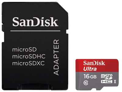 MemoryCard microSD 16GB Sandisk classe 10 Ultra 48MB/s