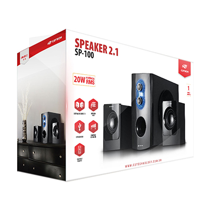 Sistema de som 2.1 C3Tech SP-100 20W RMS FM SDcard USB