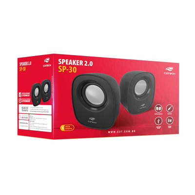 Speaker 2.0 C3Tech SP-30BK 6W RMS som P2 energia USB