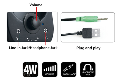 Caixas de som Genius, SP-U150, 4W RMS, P2, energia USB