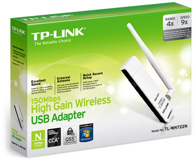 Adaptador USB de rede TP-Link TL-WN722N 150Mbps 4dBi
