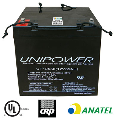 Bateria chumbo-acido Unipower UP12550, 12V, 55Ah M6 V0