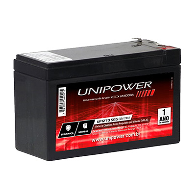Bateria p/ alarme, Unipower UP1270SEG, 12V, 7Ah, F187