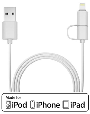 Cabo micro USB e Lightning licenciado PlusCable 1m