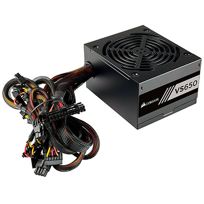 Fonte ATX 650W reais Corsair VS650 80 plus White c/cabo