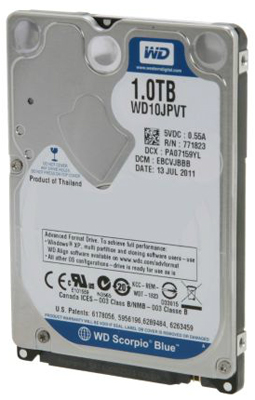 HD notebook 1TB WD Scorpio Blue WD10JPVT SATA-2 5400RPM