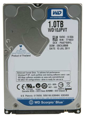 HD notebook 1TB WD Scorpio Blue WD10JPVT SATA-2 5400RPM