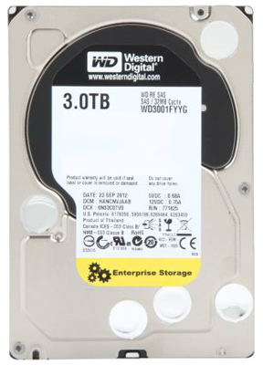 HD 3TB WD RE Enterprise WD3001FYYG SAS 6Gb/s 7200RPM