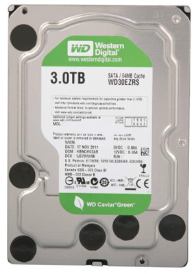 HD SATA-2, 3TB Western Digital WD30EZRS 64 MB, 7200 RPM