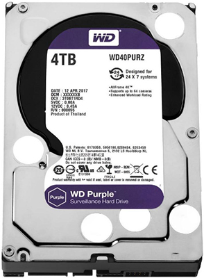 HD p/ DVR NVR 4K WD WD40PURZ Purple 4TB 64MB SATA 6GBps