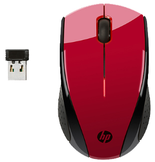 Mini mouse sem fio HP X3000 2.4GHz 1600 dpi 3 bot red