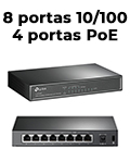 Switch TP-Link TL-SF1008P 8 portas 10/100 c/ 4 PoE 57W 