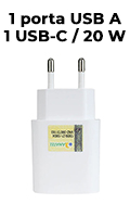 Carregador quick Charger 20W c/ 2 portas USB-C e USB 3.1A smartphone