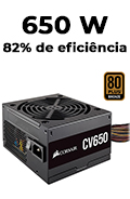 Fonte ATX 650W reais Corsair CV650 80 plus bronze