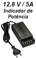 Fonte 12,8V 5A MCM Smart Meter indicad potncia p/ CFTV