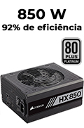 Fonte ATX 850W prof. Corsair HX850 80 Plus Platinum