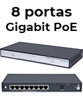 Switch HPe Aruba 1420 JH330A 8 portas Gigabit PoE 64W