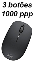 Mouse sem fio Dell WM126 1000ppp 3 botes