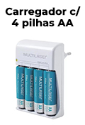 Carregador com 4 pilhas AA de 2500mAh Multilaser CB0542