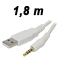 Cabo USB tipo A para P2 4 polos Tblack branco 1,8 m2