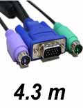 Cabo triplo p/ KVM, D-Link DKVM-CB5 D-SUB e PS/2, 4,3 m2