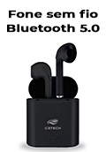 Fone de ouvido sem fio Bluetooth 5.0 C3Tech EP-TWS-20BK