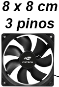 Cooler 80 x 80 mm 3 pinos de placa me C3Tech F7-MB10BK