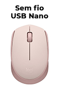 Mini mouse sem fio Logitech M170 rosa c/ nano USB