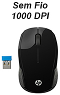 Mouse s/ fio HP 200 Oman X6W31AA preto 1000dpi, USB