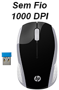 Mouse s/ fio HP 200 OMAN 2HU84AA silver 1000dpi USB