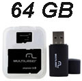 Carto SD e Pendrive 64GB Multilaser MC115 classe 10