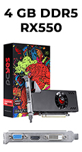 Placa vdeo PCyes Radeon RX550 4GB DDR5 VGA DVI HDMI2