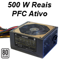 Fonte ATX 500W C3Tech c/ PFC ativo 80 Plus, bivolt aut 