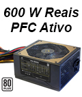 Fonte ATX 600W reais C3Tech PS-G600M 80 plus PFC ativo