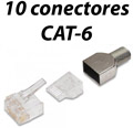 10 Conectores de rede RJ-45 CAT-6 p/ cabo sólido#10