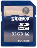 Carto memory card SDHC Kingston 32 GB SD4/32GB2