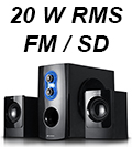 Sistema de som 2.1 C3Tech SP-100 20W RMS FM SDcard USB