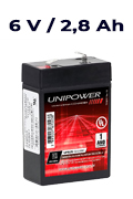 Bateria chumbo-acido Unipower UP628 6V, 2,8Ah F187#10