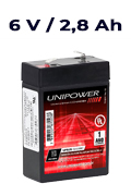 Bateria chumbo-acido Unipower UP628 6V, 2,8Ah F187